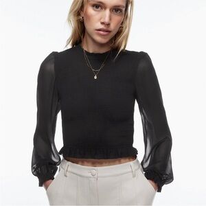 Wilfred Black Sheer Sleeve Blouse